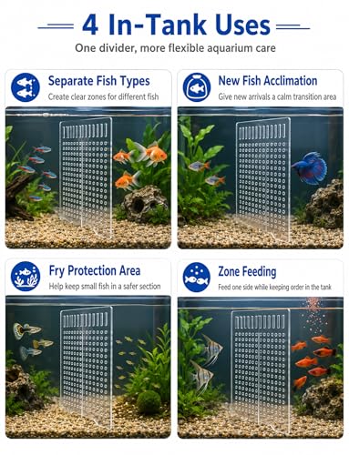 Aquarium Divider Panel, 5 mm Clear Acrylic Fish Tank Separator with Adjustable Suction Cups, Aquarium Isolation Board for Fish Separation, Fry Protection(15x17 cm) - size: 15x17 cm