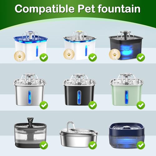 Cat Water Fountain Filters for Veken 50oz, 84oz, 95oz or 108oz Automatic Pet Fountain Dog Water Dispenser, 16 Pack Replacement Filters & 16 Pack Replacement Pre-Filter Sponges Set (16+16 Pack) - color: 16+16 Pack (8 month supply)