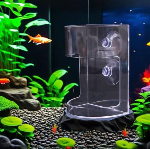 2 Pcs Fish Tank Feeding Tray with Suction Cup, Acrylic Feeding Tube Fish Food Holder, Automatic Fishing Feeder Aquarium Tank Divider Supplies, Breeder Box for Aquarium Accessories (Mix) - color: Mix