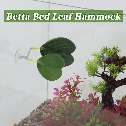 Betta Fish Bed, Betta Leaf Bed, Plastic Betta Heart-Shaped Hammock, Betta Hammock Pad with Suction Cup, Betta Fish Resting Place Betta Fish Supplies Aquarium Decor, Green - color: Green