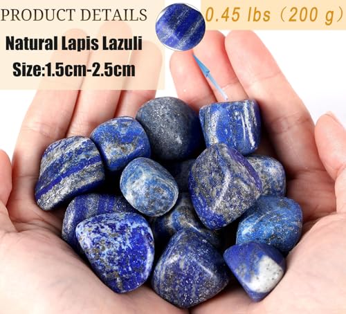 DUQGUHO Lapis Lazuli Healing Crystals Stones Set Natural Crystals Bulk Irregular Tumbled Polished Crystal Stones Bulk Rocks 0.45 lbs - color: 09 Lapis Lazuli