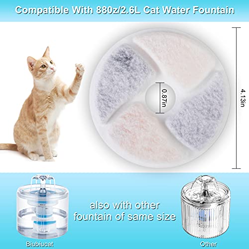 Cat Water Fountain Filters - 4PCS Activated Professional Removable Circle Reusable Fountain Carbon Filter Drink Fountain Filter