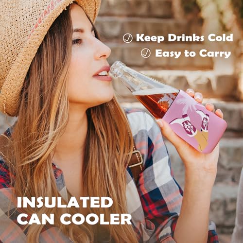 4 Pack Western Coastal Cowgirl Reusable Neoprene Insulator Cup Sleeve for Cold and Hot Drinks, Pink Western Preppy Beach Coastal Cowgirl Can Drink Sleeves Cooler Sleeves Gifts for Women - color: Coast Cowgirl（Pink)-cup