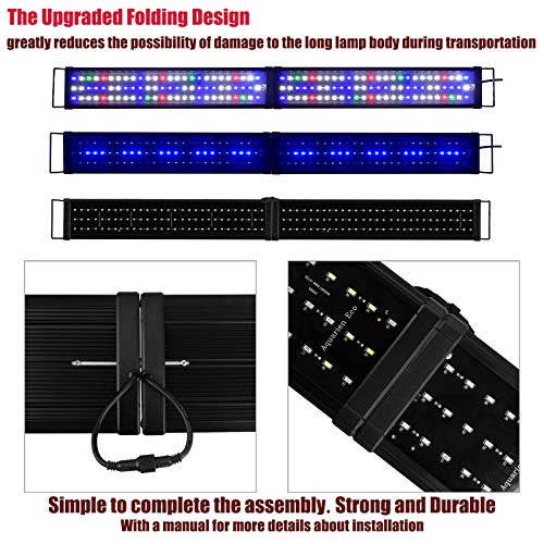 Upgraded Aquarium Light LED Full Spectrum 48-60 inch Foldable Hood Lamp for Freshwater Marine Plant Multi-Color Decorations Light (24"+24") - color: Full Spectrum 48-60 inch