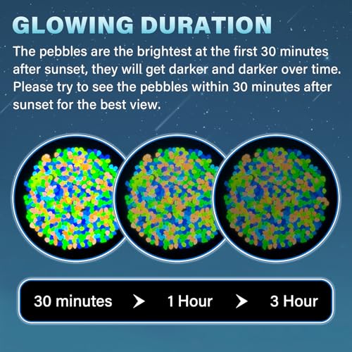PoYang 1000pcs Glow in The Dark Rocks Outdoor - Multicolor Resin Glowing Pebbles for Landscaping, Garden, Fish Tank & Aquarium Indoor Decor, Powered by Sunlight or Lamplight (0.4"-0.7"/pc, 1.2lbs/bag) - color: Multicolor