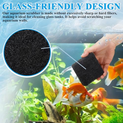 8 Pcs Aquarium Scrubber Supplies Hand Held Scrubber Pad Fish Tank Glass Sponge Dual Sided Surface Brush Tools for Glass Aquariums, 3.15 x 3.15 Inches