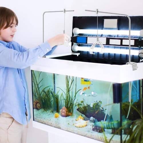 Toddmomy 2Pcs Adjustable Aquarium Light Bracket Aluminum Alloy Light Holder Stand for Freshwater Saltwater Tanks & Aquatic Plant Growth