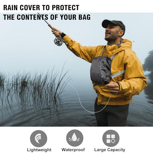 Qiullen Fly Fishing Chest Pack,Waterproof Tackle Bag with Zip-Down Workstation,Fly Box Storage,Net Holder,Adjustable Straps for Wading and Stream Fishing