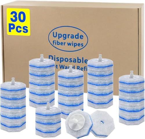30 Count Toilet Bowl Wand Refills for Clorox, Disposable Toilet Bowl Wand Refill Compatible with Clorox Toilet Bowl Wand Clean System, Upgrade Fiber Bowl Cleaner Brush for Closestool Cleaning.