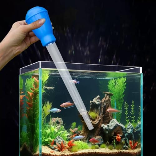 Manual Water Changer, Aquarium Gravel Cleaning, Versatile Compact Fish Food Dispenser, Maintenance and Aquarium Cleaner, Waste Remover, Blue - color: blue