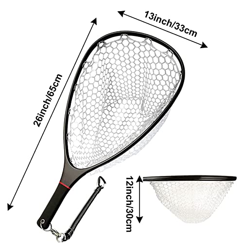 Aventik Fly Floating Fishing Net Carbon Fiber Landing Trout Net Light Weight Clear Rubber Ghost Net Catch & Release - color: Only Standard Black Net