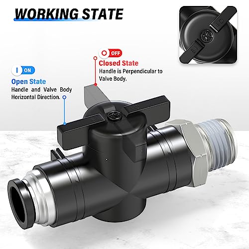TAILONZ PNEUMATIC 1/4 Inch Tube OD x 1/4 Inch NPT Thread Ball Valve Air Flow Control Valve Push to Connect Fitting BVC-1/4-N2（Pack of 3） - size: 1/4"OD x 1/4"NPT/3PCS
