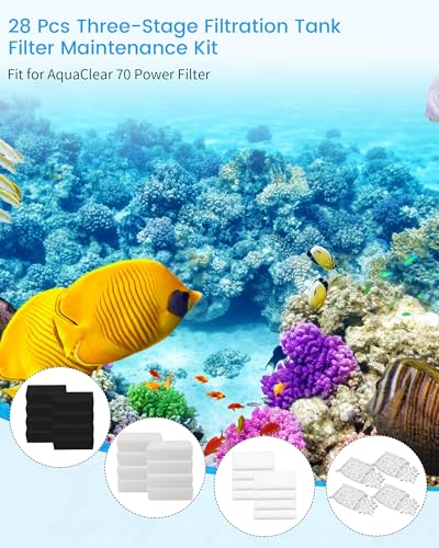 Prismora 8 Sets of Upgraded Three-Stage Filtration Fish Tank Filter for AquaClear 70 Power Filter, 8 Set of Replacement Maintenance Kit for Fish Tank Filter for 40- to 70-Gallon Aquariums