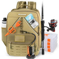 KastKing KarryAll Fishing Tackle Backpack with Rod Holder 4 Tackle Boxes,40/26L Tackle Bag Storage Fishing Gear and Equipment - color: E: Medium (26 L) - Khaki