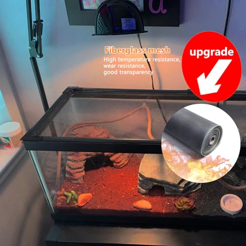 Magnetic Fish Tank Lid Dark Grey Frame Grey Fiberglass Mesh, DIY Aquarium Lid Adjustable Size Fit Tank Size Max 35''x19'' for Preventing Fish from Jumping Out and Reptile Escaping - color: Dark Grey Frame Grey Fiberglass Net