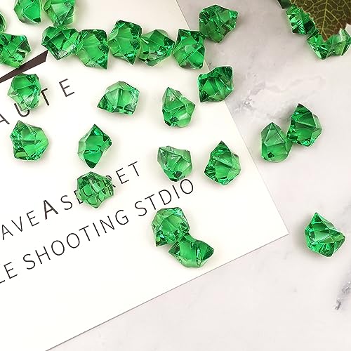 Green Vase Fillers for Home Decor, Vase Decor Filler, 150 pcs Reusable Fake ice Cubes for Photography Accessories Props Decoration for Wedding, St Patricks Day Vase Filler - color: Dark Green-16*22mm-150pcs