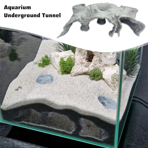 LIYAOLI Aquarium Cave Tunnel Hideout - 3D Printed Fish Tank Cave Decor for Pleco,Friendly Sinking Base Shrimp/Betta Fish Hideout for Aquarium with Viewing Ports (M - Grey) - color: M - Grey