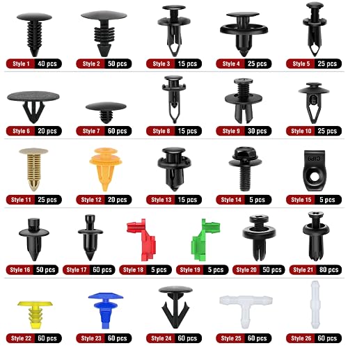Nilight 860Pcs Car Push Retainer Clips & Auto Fasteners Assortment -26 Most Popular Sizes Nylon Bumper Fender Rivets with 10 Cable Ties and Fasteners Remover for Toyota GM Ford Honda Chevy - color: 860Pcs Clips + Remover