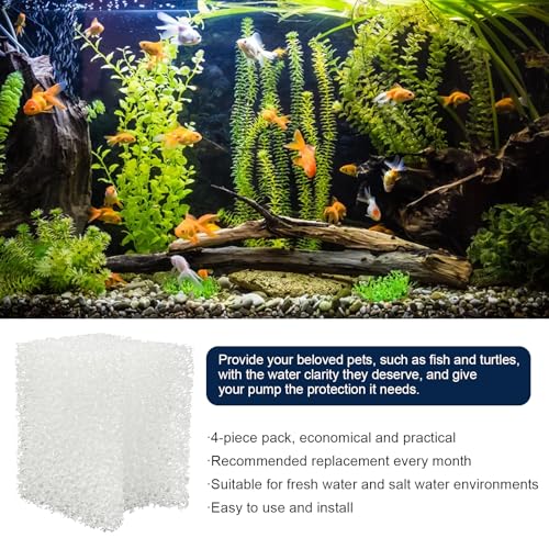 Underwater Filter Bio-Foam Pads Compatible with Fluval U1 Filter, Aquarium Foam Filter Media, Filter Sponge Replacement Parts for Aquaclear Canister Aquarium Fish Tank (4 Pack)
