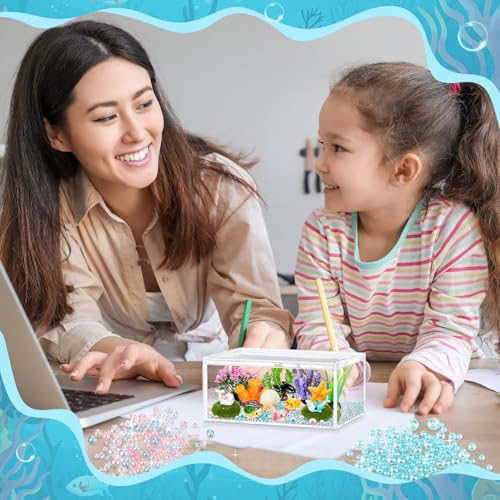HyDren Axolotl Sea Animal Crafts DIY Tank Glow in the Dark Mini Axolotl Figures Gift Ocean Diorama for Home Under the Sea Themed Birthday Party Decorations (Ocean) - style: Ocean