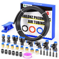 TAILONZ PNEUMATIC Black 8MM or 5/16 Inch OD 10 Meter 32.8ft PU Polyurethane Air Tubing Kit Pipe Hose Air Line Tubing Air Hose Fittings Push to Connect Fittings(31PCS) - color: Black, size: 5/16" OD - 32.8 FT