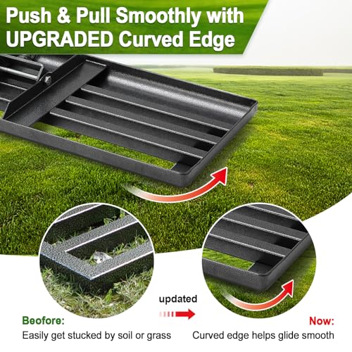 Lawn Leveling Rake, 30"x10" Levelawn Tool, 6FT Adjustable Handle Leveling Tool Heavy Duty Stainless Steel Lawn Leveler for Yard Garden Golf Course Soil Grass - style: 30X10" - 6FT
