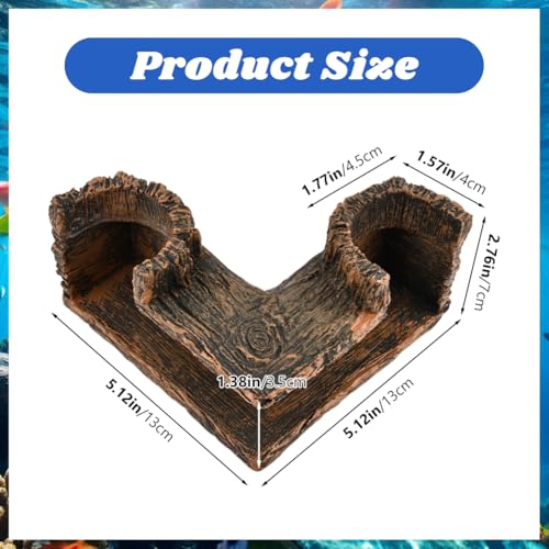 Aquarium Cave Underground Resin Stump Dual Hole Hideout Fish Tank Cave View Fish & Shrimp in Natural Corner Tunnel (Size:5.1×5.1×2.8")
