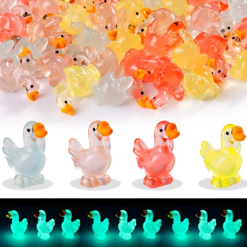 60 pcs Mini Resin Swan Many Styles Variety Tiny Luminous Animals Figures Miniature Little Small Animal Figurines Bulk for Micro Fairy Garden Landscape Accessories Hide Crafts Decor Aquarium - color: Swan-60p