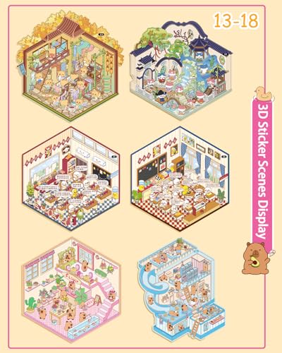 3D Sticker Scene Book for Adults, 20pcs DIY House Stickers Therapy Stress Relief DIY Craft with 2 Tweezers, Creative Funny Gift for Christmas - color: B1-box-20sets
