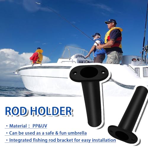Fishing Rod Holder Plastic with UV 90 Degree Flush Mount 2PCS for Yacht and Boats - style: Black
