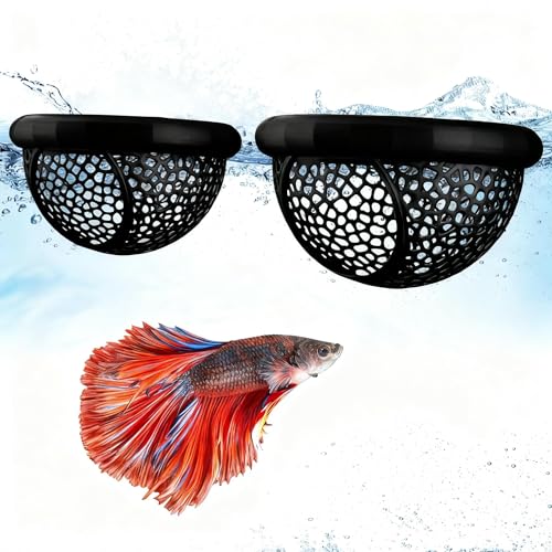 2 Sizes Floating Betta Fish Hide and Shrimp Cave – 3D Printed Aquarium Hammock, Floating Feeder Ring, and Resting Shelter for Nano Aquariums & Fish Tank Decorations (Black) - color: Black