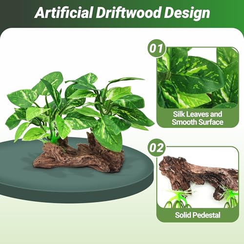 GOZILLA Silk Fish Tank Plants,Reptile Artificial Plant,Reptile Plants for Terrarium,Aquarium Decorations Accessories Set,Resin Driftwood Silk Aquarium Plant for Fish Tank.(5PCS/A-Set)