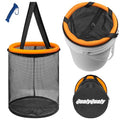 Floating Fish Basket for 5 Gallons Buckets, Foldable Fishing Basket Bait Net for Live Caught, Rubber Coated Mesh Fish Holder for Kayak Fishing Live Well Baitfish Minnow Bucket