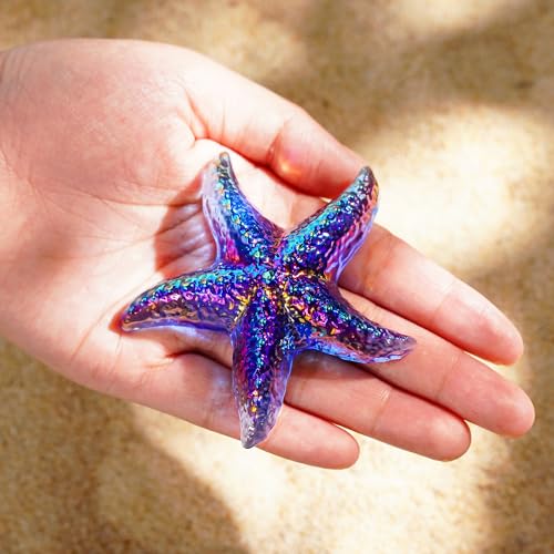 H&D HYALINE & DORA Hand Blown Glass Star Fish Figurines Blue Sea Animal Ornament for Home Decor,Tiny Glass Sea Animals Collectible for Seasonal Gift - color: Blue
