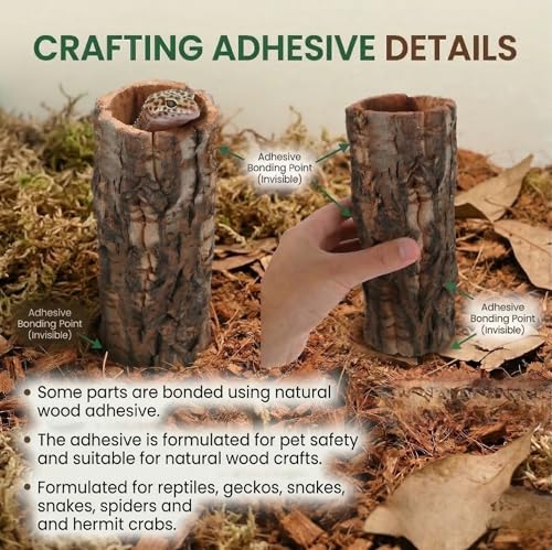 Homoyoyo Natural Cork Bark Round Reptile Hideout-hollow Tree Trunk Climbing Hide-wooden Terrarium Decor Shelter Cave for Gecko Lizard Snake Spiders Hermit Crab Habitat Accessories-rainforest Terrarium - color: Coffee