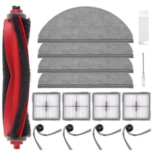 15 Pack Q10X5 Accessories Kit Replacement Compatible with Roborock Q10 X5 / Q10 X5+ Plus Robot Vacuum, 1 Main Brush, 4 Mop Cloth Pads, 4 Side Brushes, 4 HEPA Filters, 1 Cleaning Tool, 1 Screwdriver - color: Q10 X5 Kit - Black