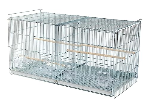 Large No Rust Stainless Galvanized Zinc Stackable Breeder Bird Flight Cage Side Breeding Nest Door with Removable Divider 30"x11"x15"H - color: Galvanized Zinc