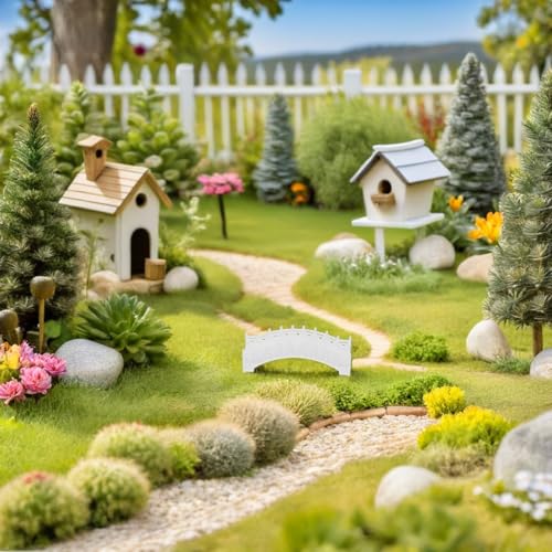 SHINEOFI 100 Scale Mini Arch Bridge Figurine for Fairy Garden and Bonsai Decoration, Plastic Micro Landscape Model for Terrarium and Fish Tank Scenery