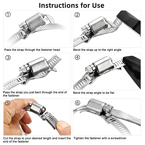 Hose Clamps, DIY 12.5 FT Metal Strap + 8 Fasteners, Hose Clamps Stainless Steel, Large Adjustable Hose Clamp Pipe Clamp for Pipe Automotive Mechanical Applications - size: 12.5 FT Metal Strap + 8 Fasteners