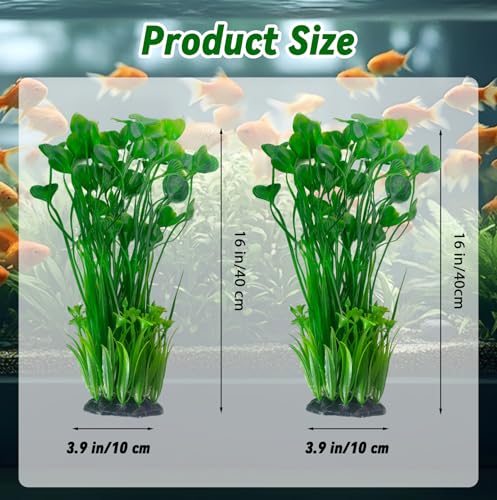 Large Plastic Aquarium Plants,2 Pcs Tall Fish Tank Plants Decor Artificial Seaweed Water Plant Ornament Freshwater and Saltwater Extra Large Aquarium Plant Decorations for Small Tanks - color: Green (Style C)