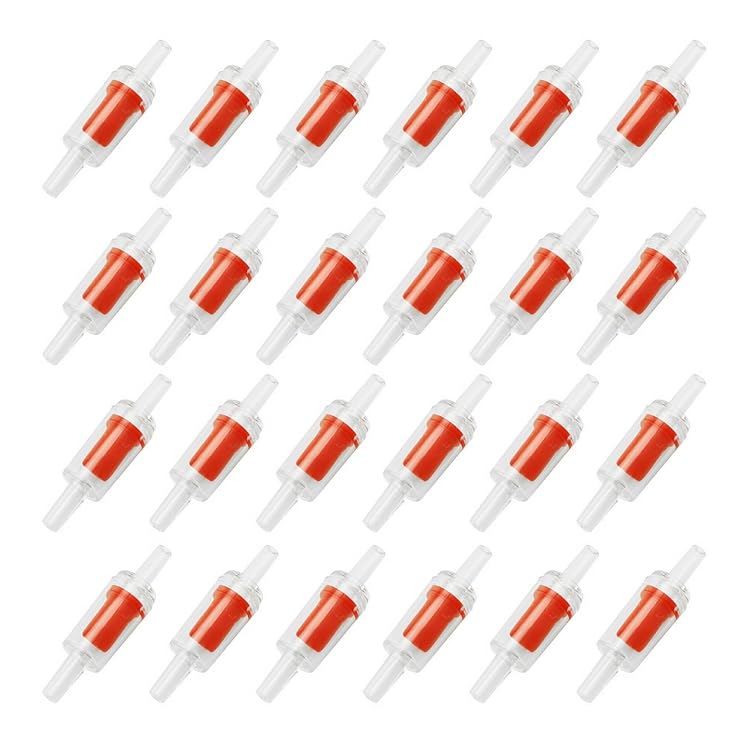 24PCS Red Plastic Check Valve Aquarium Air Check Valve One Way Air Valve Red Clear for Aquarium Air Pump Perfect for Fish Tank Aerator