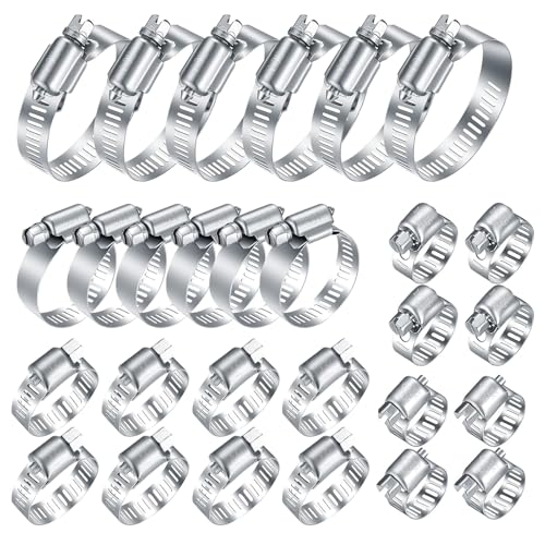 40 Pcs Hose Clamps Stainless Steel, 6-51mm Adjustable Worm Gear Pipe Clamps, Fuel Line Hose Clips Heavy Duty for Plumbing, Dishwasher, Automotive, Washing Machine, Mechanical - size: 40 pcs (1/4'' - 2'')