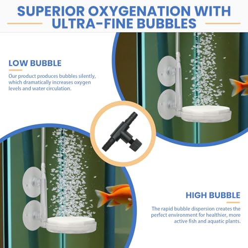 2 Pack Aquarium Air Stone, Fish Tank Bubbler with Suction Cup, Regulating & Check Valve, High Dissolved Nano Bubble Diffuser Decorations for Air Pump Accessories, 2in - color: 2in