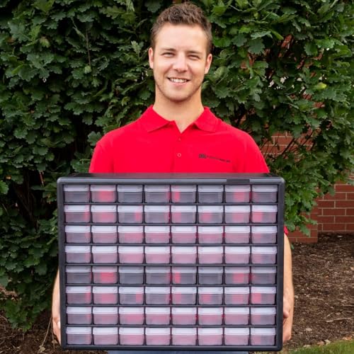 Akro-Mils 64-Drawer Plastic Drawer Storage Cabinet for Garage Organization, Bead Organizer, Building Bricks Storage, Teacher Toolbox, Makeup Organizer, 20" W x 6" D x 16" H, 10164 Black - color: Black, size: 64 Drawer, style: 1 Pack