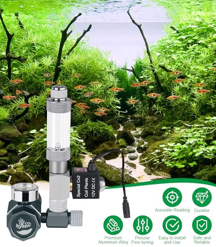 Aquarium Co2 Regulator, Mini CO₂ System with Upgraded DC Solenoid and Bubble Counter Check Valve, Detachable Design, for Building CO₂ System in Aquatic Plant Tank
