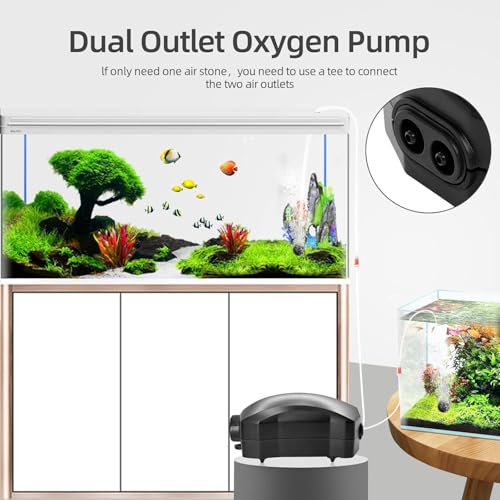 Aquarium Air Pump Single Outlet/Dual Outlet Adjustable Aerator with Accessories for 10-100 Gallon Fish Tank - style: M-100 2W (10-30gal)