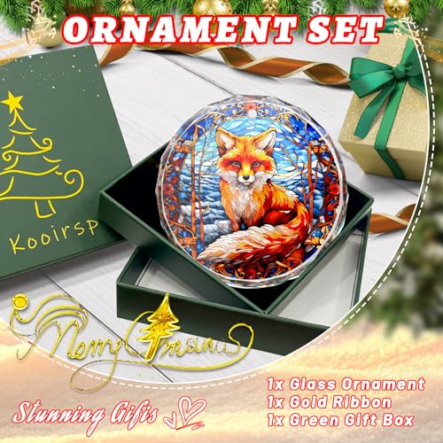 Fox Stained Glass Ornament - Christmas Tree Decor, Fox Ornaments for Christmas Tree, Gift Exchange - color: Fox