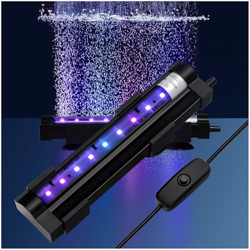 Submersible Aquarium Light 6Inch Fish Tank Light Bubbler Wall with Air Bubble Hole IP68 Waterproof Color Changing Led Light for Freshwater and Saltwater Aquariums Fish Tanks - size: 6 Inch