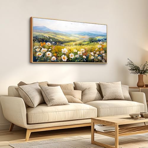 ZUITINGHUA Wood Framed Canvas Wall Art For Living Room Wall Decor For Bedroom Office Wall Decorations Pastoral Scenery Paintings Modern Flowers Pictures Artwork Room Aesthetic Home Decor 20x40 In - color: Pastoral Wood Framed 1, size: 40"L x 20"W