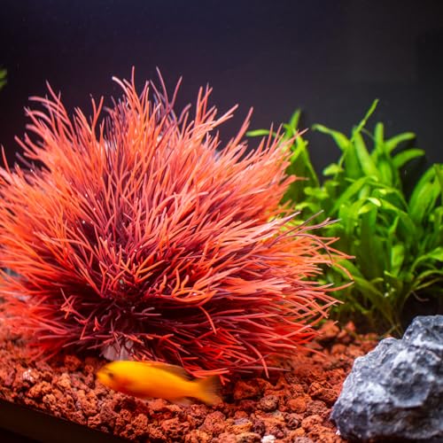 Fish Tank Decorations Aquarium Plants Plastic Artificial Décor (Black Red) - color: Black Red